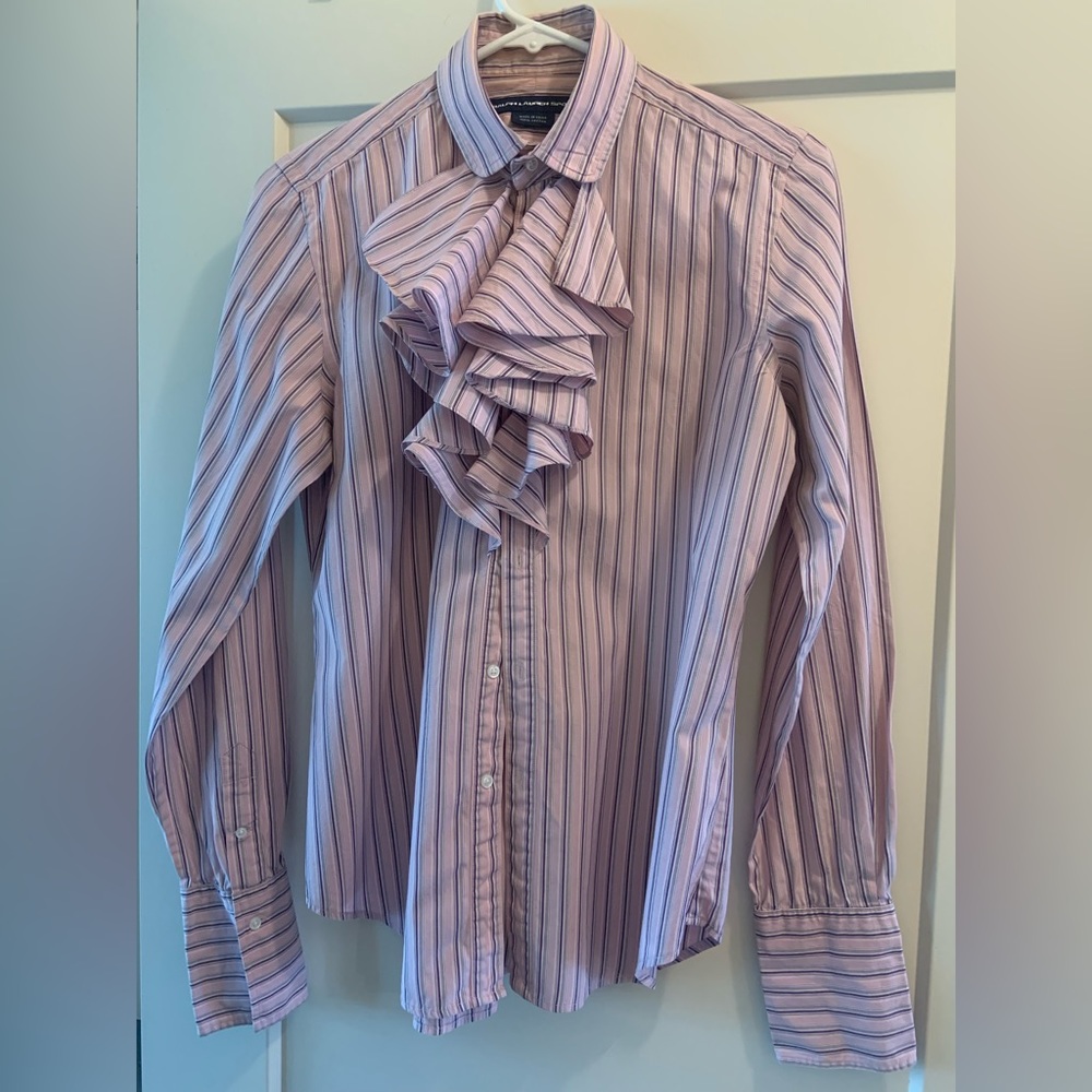 Women’s Ralph Lauren button up blouse w/ruffles, sz 12